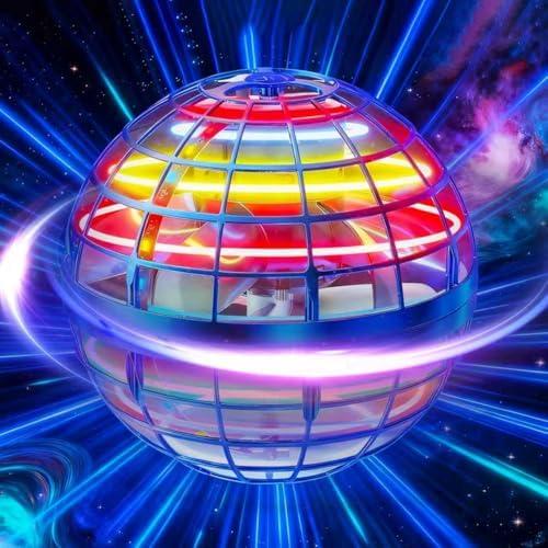 Flying Orb Ball Toy, Magic Hover Boomerang Hand Drone Cosmic Globe, Light Up Fidget Spinner Mini UFO, Cool Indoor Outdoor Toys & Gifts for Boys Girls Teens (Blue)