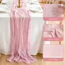 3 Pcs Light Pink Cheesecloth Table Runner, 35"120" Cheese Cloth Boho Gauze Rustic Sheer Table Runner, Table Decorations for Valentine'Day Baby Shower Birthday Wedding Bridal Holiday Home Decor