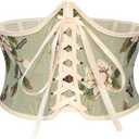 XquiziFit Renaissance Corset Belt for Women Wide Waist Belt Lace-up Floral Corset Underbust Corset, Medium