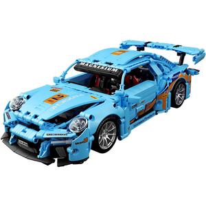 Blue Sports Car 911 Building Blocks Set Toy, Collectible MOC Car Model, Building Blocks for Adults and Kids (1288 PCS)