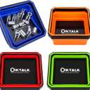 Foldable Magnetic Parts Tray Set - 4 Pack Color-Coded Collapsible Trays, 2lb Capacity & Strong Magnet Base for Auto Repair, Mechanics, Workshop Organization (4.5" Square)