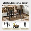Black Bar Stools Set of 4, Metal Bar Stools with Wooden Seat, Modern 26”Counter Height Barstools with Low Back