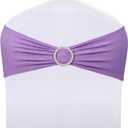 LEBENGURU Purple Stretch Chair Sashes 50pcs with Buckle Slider