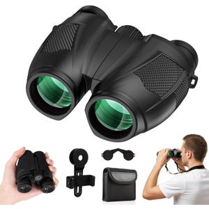 12x30 Compact Binoculars for Adults, High Power Lightweight Small Binoculars with Phone Adapter for Cruise Ship Hiking Bird Watching Sports Safari Viewing Football Sports Concert