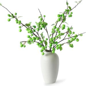 Mizii 3Pcs Artificial Green Apple Branches 40" Faux Green Apples with Long Stem Realistic Apple Fake Fruits Branche Greenery Decorations for Kitchen Table Centerpieces Tall Vase Home Decor