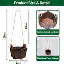 LIQING Hanging Planters for Outdoor Plants & Indoor Use  Gift for Moms, Plant Lovers, Housewarming | Thickened Wood Hanging Baskets for Plants, Adjustable Boho Planter with Flat Base (XL)