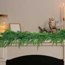 Jutom 2 Pcs 6 ft Christmas Norfolk Pine Garland Artificial Greenery Cedar Garlands with Pine Cones Winter Christmas Decorations for Mantle Seasonal Indoor Home Holiday Fireplace Decor