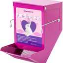 Metal Small Animal Feeder with Lid, Heavy Duty Feeder, Large Capacity Food Dispenser, Great for Rabbits, Guinea Pigs, Chinchillas and Other Small Animals. (4.6 inch, Purple)