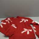 Womens Oversized Bow Sweater Cute Love Heart Print Preppy Pullover Top Chuncy Knit Long Sleeve Valentines Day Sweaters (Small)