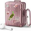 KOREDA Compatible with AirPods Case Cover, Funny Suitcase Design Case for Airpods 2nd Generation/1st Generation, Cute Fashion Protective Hard Case for Women Men with Keychain Pack of 2