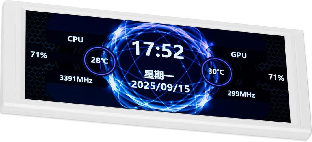 Thermalright Trofeo Vision LCD AIO Display 6.86 PC Monitor, USB Type-C Screen for Real-Time Hardware Monitoring, with Preset & DIY Themes for Gaming PC Case/CPU Cooler(White)