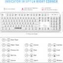 FOPETT Wireless Keyboard and Mouse Combo - 2.4G Full-Sized White Keyboard with Round Keycaps 104 Keys Typewriter Keyboard for Laptop/Windows/PC - White