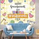 Happy Grandparents Day Backdrop 8x6FT Best Grandparents Ever Banner Decorations School Event Love Grandparents Photography Background Grandpa Grandma Holiday Retirement Party Supplies Photo Props