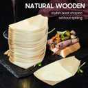 100 Pcs Disposable Wooden Sushi Boats 5.51 Inch Natural Biodegradable Snack Trays Pinewood Serving Dishes for Catering Parties and Home Use (14.00X8.00X4.00CM)