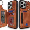 Case for iPhone 15 Pro Max Phone Case with Keychain Ring Credit Card Holder for Women, for iPhone 15 Pro Max Leather Case Wallet with Kickstand Card Slots Fashionable Case for Men- Khaki