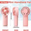 Rossesay 30 Pcs Mini Portable Fan Handheld Battery Operated Portable Small Personal Fans for Summer Travel Beach Indoor Outdoor Cooling Gift (Pink)