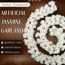 Wavwavw 2 Pcs Indian Hair Accessories Artificial White Jasmine Flowers Garland Gajra for Women, Idols, Photo Frames, Dance Competitions
