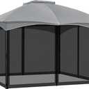 COWVIE Gazebo Replacement Netting Screen, 12' x 14' Universal Gazebo 4-Panel Mosquito Sidewalls with Double Zippers for Outdoor Patio (Only Netting) (Black)
