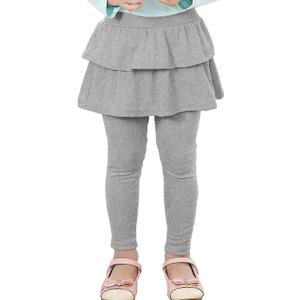 RieKet Girls School Uniform Pants Warm Stretchy Athletic Leggings with Skirt, Mid Grey 5-6 Years