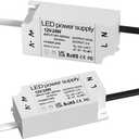 Lustaled 24W LED 12V Power Supply, IP67 Waterproof12 Volt LED Driver 110V AC to 12V DC Constant Voltage Converter 1.5A Transformer Adapter for LED Strip Light Indoor & Outdoor Use (2-Pack)