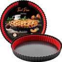Tart Pan with Removable Bottom,9 Inch Tart and Quiche Pan,Non-stick Round Carbon Steel Deep Fluted Pie Pan with Crust Shaper Ring - Quiche Baking Dish Tart Pans For Baking Party Festival
