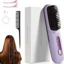 Go Brush Pro, 2026 Upgraded Go Brush Pro Hair Straightener Brush, Travel-Friendly with LCD Temperature Display, Portable Hair Straightener, Fast Heating Cordless Mini Hair Brushs (Purple)
