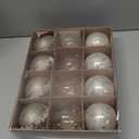 12PCS Champagne Gold Glitter Christmas Tree Ornaments  3.15 Shatterproof Baubles with Clear Sparkly Sequin & Star Accents, Holiday Ball Decorations for Xmas Tree, Party & Home Dcor (Champagne)