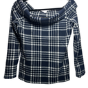 Banana Republic Off The Shoulder Navy Plaid Top XS