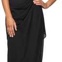 Alex Evenings Women's Long Cold Shoulder Dress, Mother of The Bride, Formal Events, (16, Black)