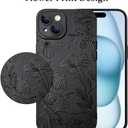 2 x LSL Case for iPhone 15 Plus Black Floral Flower Pattern Print Design Soft TPU Full Camera Lens Anti-Drop Anti-Scratch Shockproof Protective Slim Cover for Women Girls