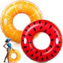 2 Pcs Large Adult Size Pool Ring Floats Swim Ring with Handles 47. 24 Inch Inflatable Swimming Pool Floats Tubes for Adults Teens Beach Summer Lounger Party