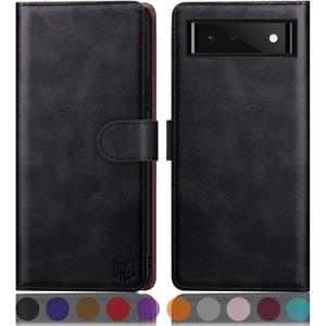 SUANPOT for Google Pixel 6 5G with RFID Blocking Wallet case Credit Card Holder,Flip Book PU Leather Phone case Shockproof Cover Cellphone Women Men for Google Pixel6 case Wallet (Black)