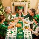 Tbsone St Patricks Day Disposable Rectangle Plastic Tablecloth - 3 Pack, Green Shamrock Theme Table Cloth, Irish Festival St. Patrick's Day Party Decorations Supplies (54 x 108 Inches)