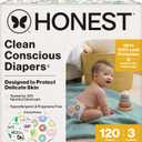 The Honest Company Clean Conscious Diapers for Delicate Skin | Up to 100% Leakproof | Hypoallergenic, Fragrance Free | Gender Neutral | Super Club Box, Size 3 (16-28 lbs), 120 Count (Prints May Vary) (Barnyard Babies + Donut Grow Up)