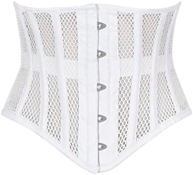 Heavy Duty Underbust Steel Boned Waist Trainer Cincnher Womens Waspie Mesh Corset, L