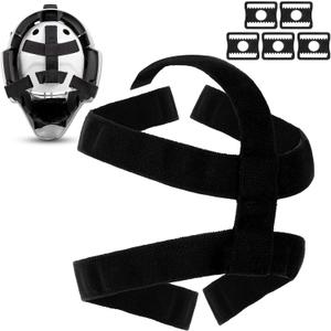 5 Point Goalie Mask Straps Hockey Mask Harness Goalie Helmet Repair Kit Black Open Back Helmet Repair Replacement Strap with Buckle for Adult Daily Training Competition