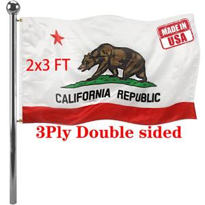 Jayus Double Sided California Republic Sates Flags 2x3 FT Outdoor - Vivid Colors 3Ply Cali CA Bear Flags Banners- Heavy Duty 100% Polyester with 2 Brass Grommets