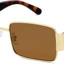 SOJOS Retro Fashion Rectangle Sunglasses Womens Mens Vintage Trendy Square Shades SJ1162 Gold/Brown
