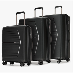 Luggage Sets 3 Piece Expandable Suitcase Set, PP Hardshell Suitcase with Spinner Wheels,Lightweight Carry On Luggage with TSA Lock,Black, OD-PP-7015