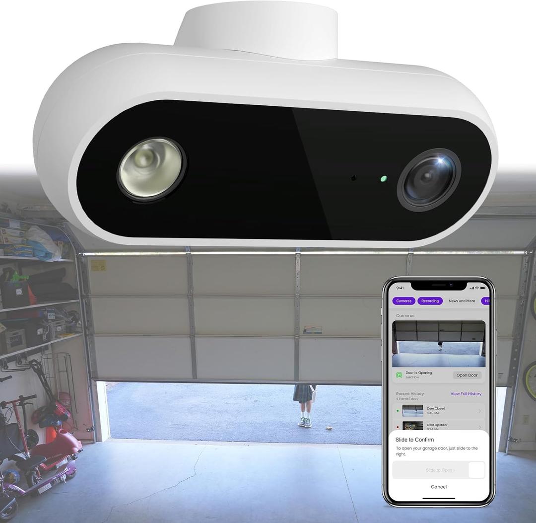 OCCHI Smart Garage Door Opener Remote, Garage Camera, Security+ 2.0 System Compatible, Garage Door Open/Close Control, 2.4Ghz WiFi Only, Compatible with Alexa, No Monthly Fee, Powered by Ampoza