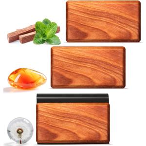 Car Air Freshener Starter Kit, Long Lasting Wood Car Fresheners - Car Odor Eliminator for Visor Clip - CLIP INCLUDED - 3 Pack (Amber-Teak-Open Air)