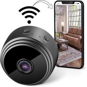 Mini Camera Wireless Indoor Camera, Smart WiFi Camera Home Surveillance Cameras with Night Vision HD 1080p Monitor, Built in Battery Network Camera for Home Security Micro Cam