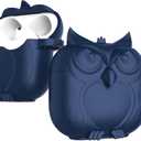 Owl Shaped Protective Case Cover Compatible with Airpods 4th Gen, with Carabiner, Wireless Charging, Shock Resistant (Blue)