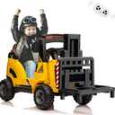 12V Electric Ride on Forklift Car with Remote Control, Ride on Car with Liftable Fork and Pallet, High/Low Variable Speed, Music, USB, MP3, and Low-Power Alarm for Boys and Girls(No Tent,Yellow)