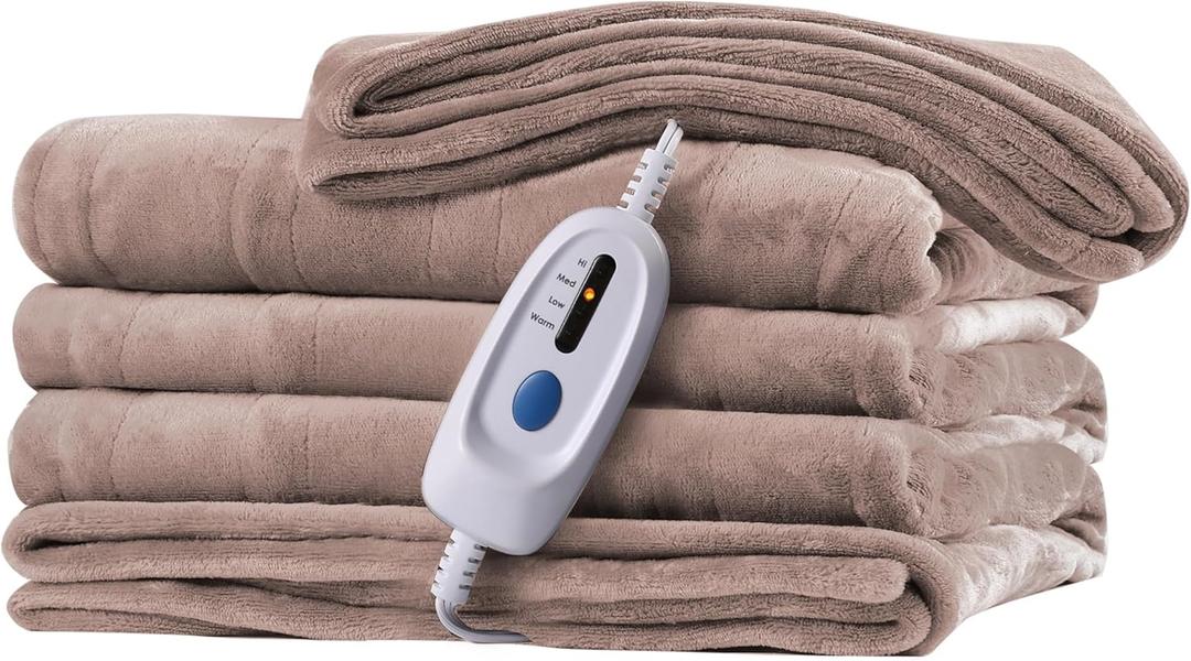McJaw Electric Heated Blanket 72"x 84" Full Size, 4 Heating Levels and 10 Hours Auto Off, Lightweight and Breathable - Linen