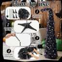 Leyndo 5 ft Black Curved Top Halloween Tree Artificial Crooked Neck Hinged Spruce Tree Lightweight Collapsible for Indoor Outdoor, Christmas Halloween Holiday Party Decoration