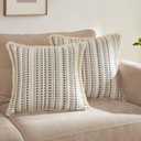 HALANS Embroidered Throw Pillow Cover Set of 2, Spring Summer Boho Farmhouse Decorative Pillow Case with Tassels, Textured Cushion Cases for Sofa Living Room Home Decor (Grey, 20" x 20")