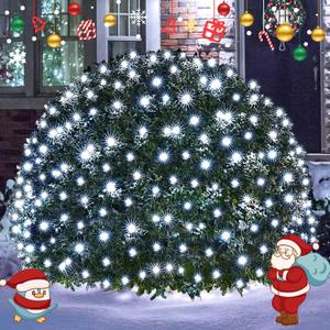 JMEXSUSS 360 LED Net Christmas Lights Outdoor Waterproof, Connectable 12ft x 5ft Net Lights Outdoor Mesh Light with Remote, 8 Modes Plug in White Christmas Light for Bushes Christmas Decorations