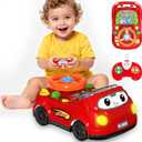 2-in-1 RC Car & Steering Wheel Toy, Musical Toddler Car, Interactive Simulation Driving Toys for 18+ Months Baby Learning, Gift for 1 2 3 4 5+ Years Old Boys Girls