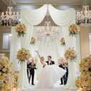 50x16 ft Ivory Backdrop Curtains for Wedding Parties, Birthdays and Photos | 10 Panels 5x16 ft, Wrinkle-Free Polyester Drapes, Washable, Ironable, 4 in Rod Pocket for Baby Showers and Graduations